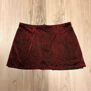 Lip Service miniskirt size L. Sheer red sparkly snakeskin print. Vintage